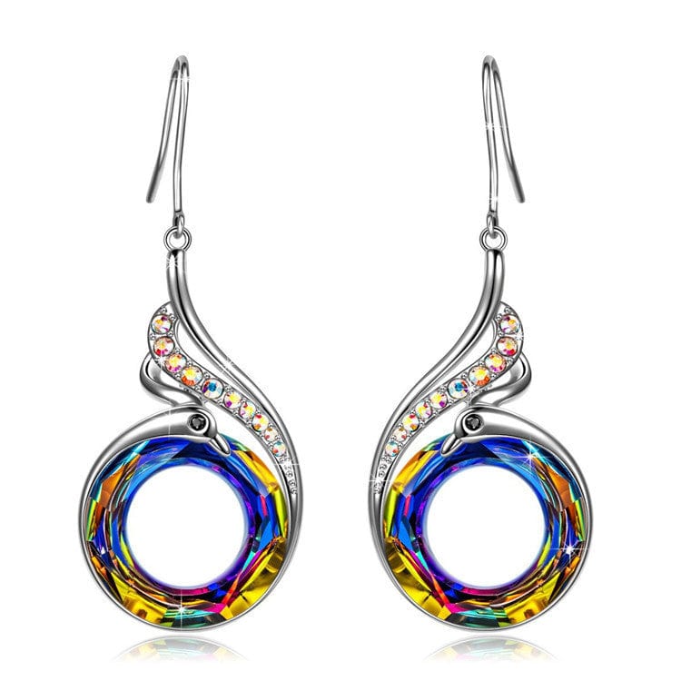 Colorful Crystal Phoenix Earrings Ethnic Style Jewelry Phoenix