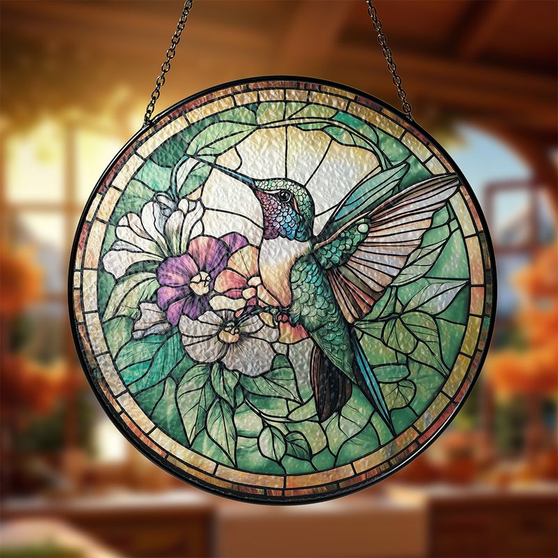 Hummingbird Stained Glass Suncatcher
