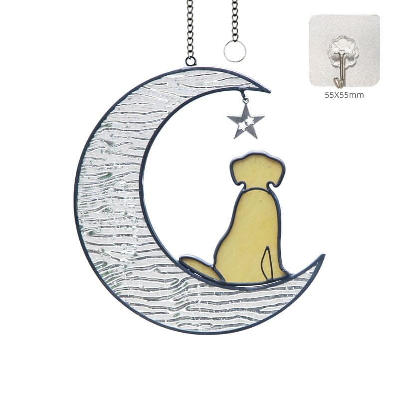 Moon XINGX Dog Creative Color Water-wave Glass Window Pendant