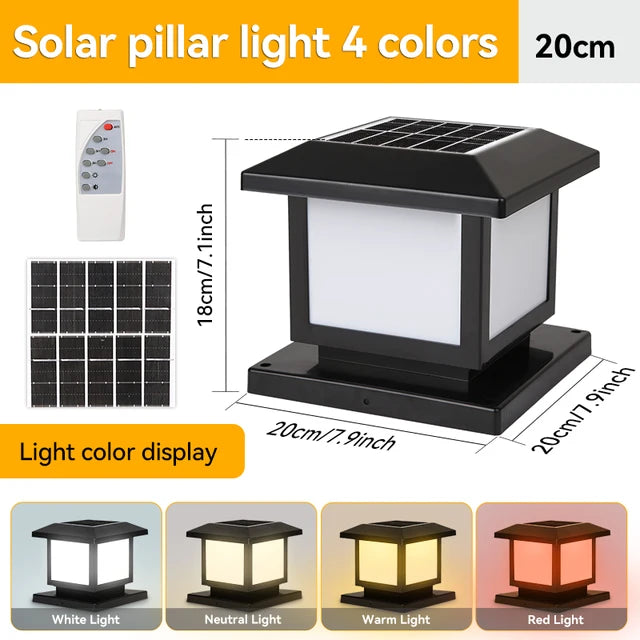 SolarLuxe - Outdoor Vintage Solar Pillar Lamp