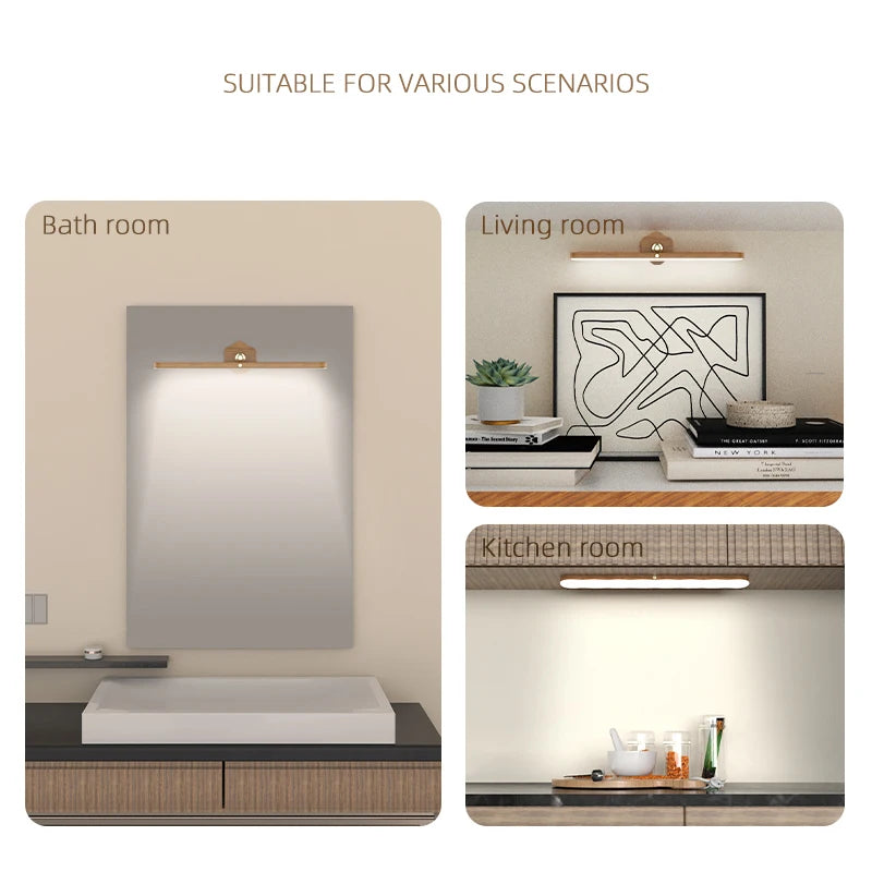 LumoGlow - Wooden LED Rechargeable Wall Lamp