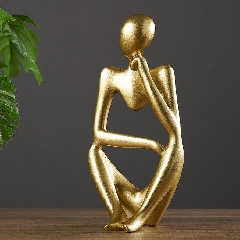 Variant image for Abstract Thinker Figurine Sculpture in High-Strength Resin for Modern Home Decor - Minimalist Design, 8cm x 13cm, Available in White, Black, Gold-9