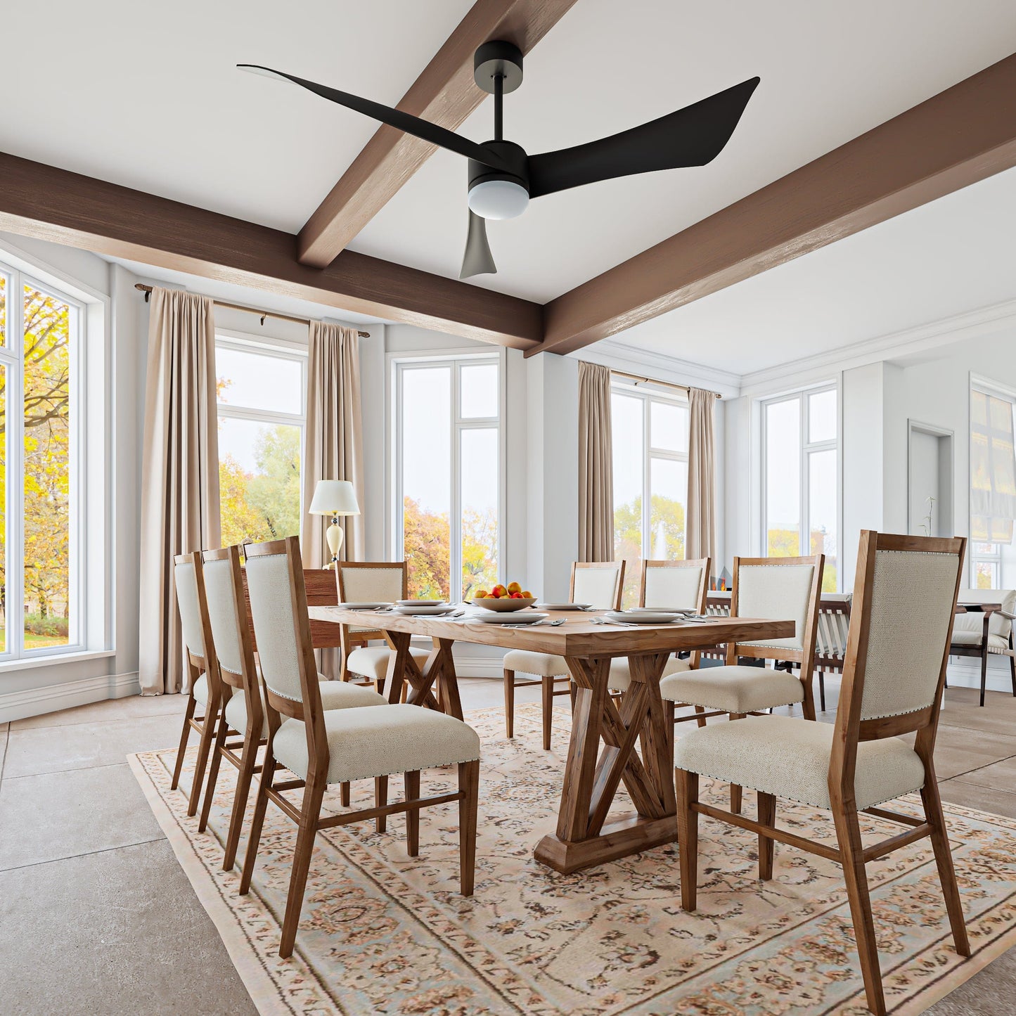 52 Inch Modern Ceiling Fan with Integrated LED Light & Remote Control - Black - HomeRelaxOfficial