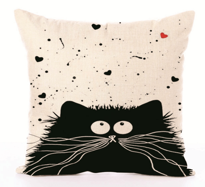 Black & White Cat Pillow Cases - David - Cushion Covers - HomeRelaxOfficial