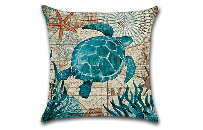 Marine Life Pillow Cover - Sea turtle / 18”x18” or 45cm x 45cm - Cushion Covers - HomeRelaxOfficial