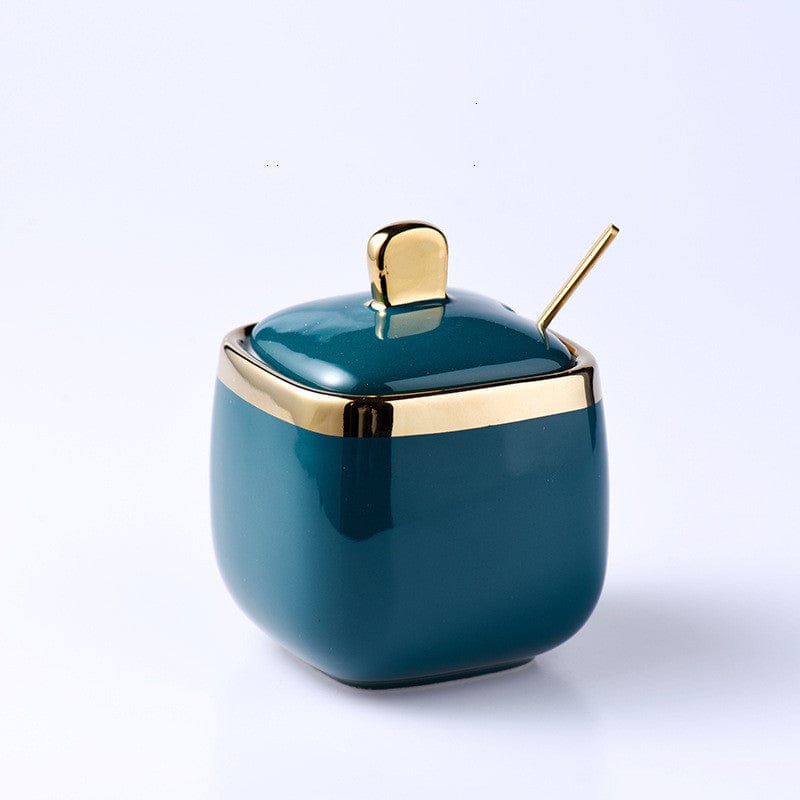 Dark Green Ceramic Salt Sugar Bowl Seasoning Bottle Phnom Penh Seasoning Pot - Kitchen - HomeRelaxOfficial