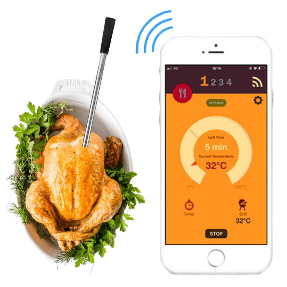 Wireless Meat Food Thermometer for Oven Grill BBQ Smoker Kitchen