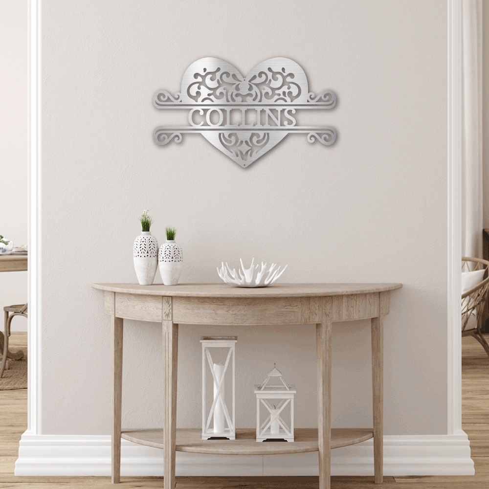 Custom Heart Name Metal Sign