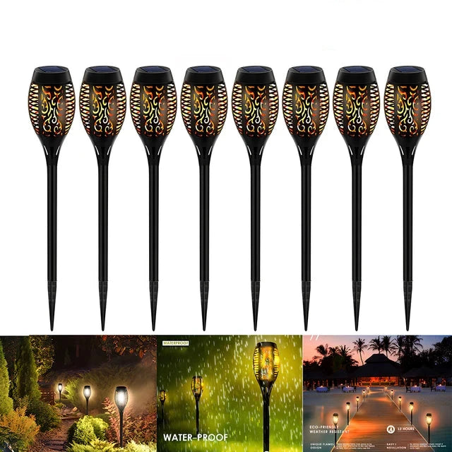 Lumora Solar Flame Lights - Flickering LED Waterproof Outdoor Path Lamps