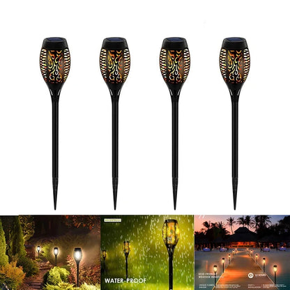 Lumora Solar Flame Lights - Flickering LED Waterproof Outdoor Path Lamps