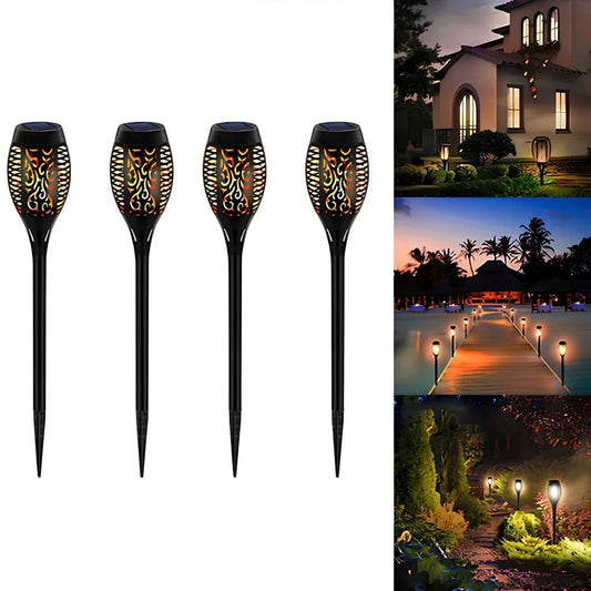 Lumora Solar Flame Lights - Flickering LED Waterproof Outdoor Path Lamps