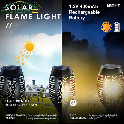 Lumora Solar Flame Lights - Flickering LED Waterproof Outdoor Path Lamps