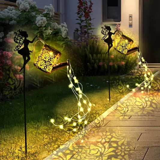 Svelture Solar Waterfall String Lights - Outdoor Garden Kettle Projection