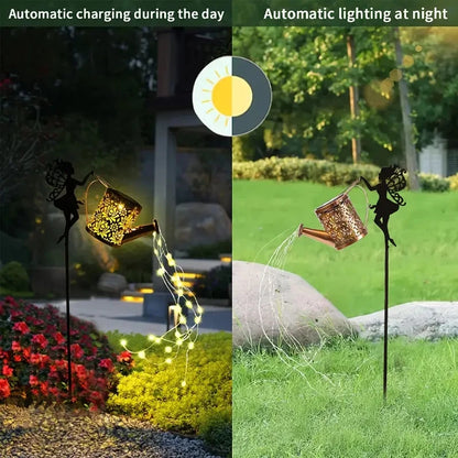 Svelture Solar Waterfall String Lights - Outdoor Garden Kettle Projection