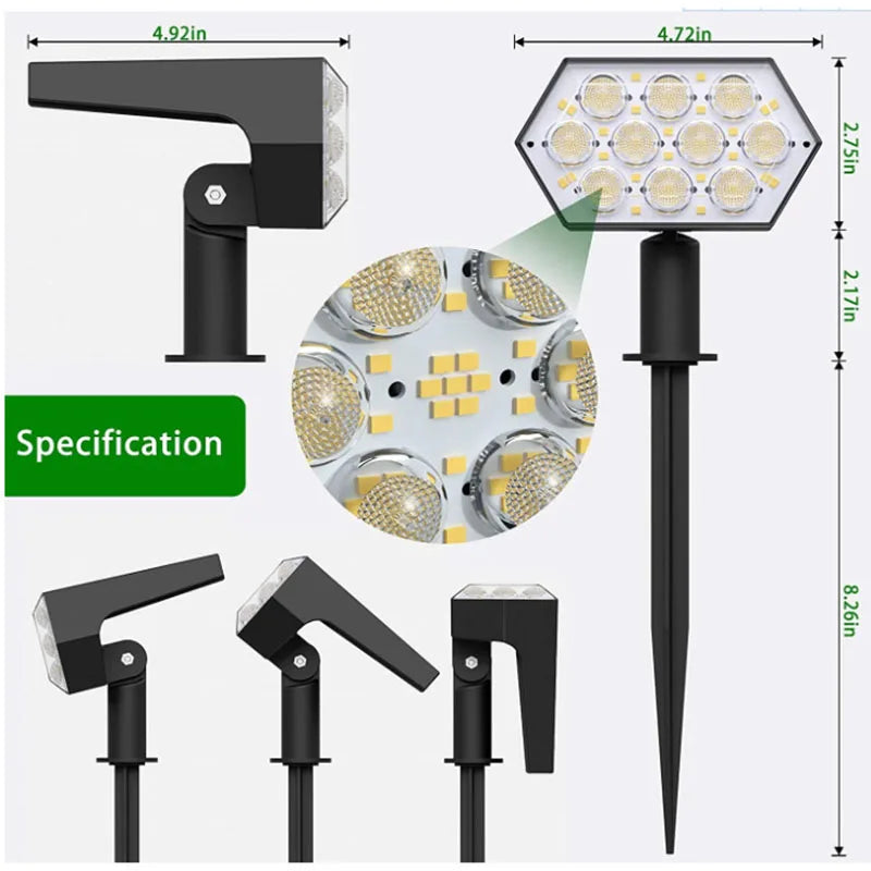 SolarGlow - 108 LED Solar Spotlights Outdoor