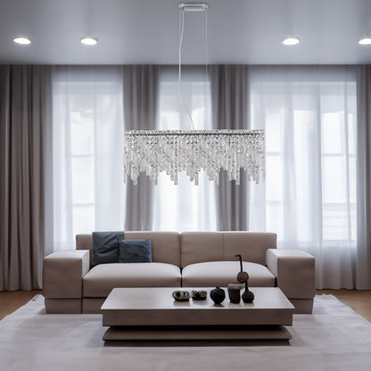 Oval Crystal Pendant Light, Modern Ceiling Fixture