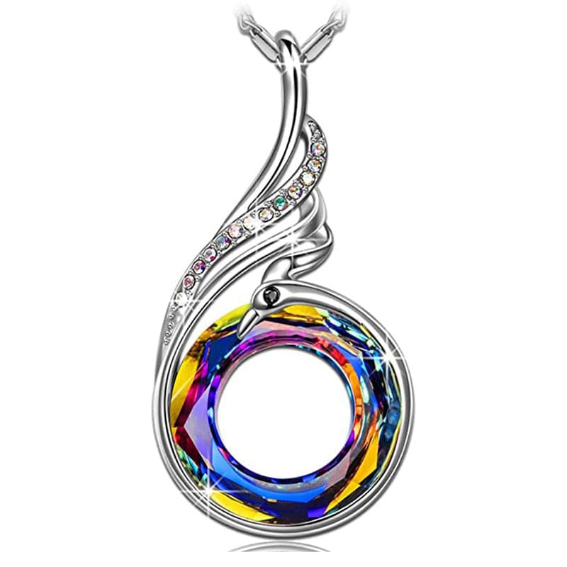 New Product Valentine's Day Phoenix Necklace Colorful Crystal Peacock