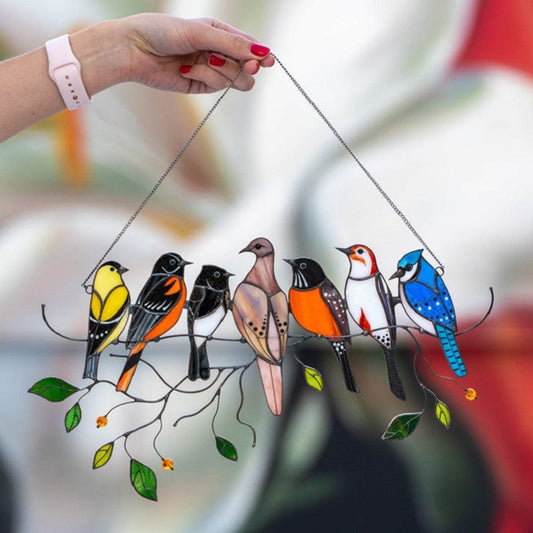 Spring Bird Painted Epoxy Glass Window Ornaments