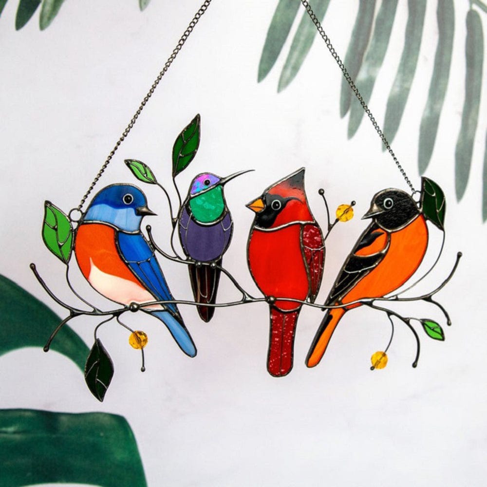 Spring Bird Painted Epoxy Glass Window Ornaments