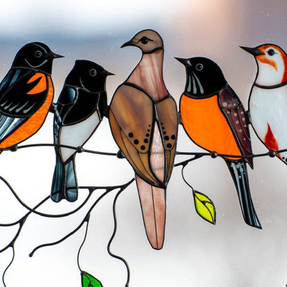 Spring Bird Painted Epoxy Glass Window Ornaments