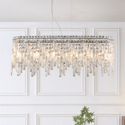 Oval Crystal Pendant Light, Modern Ceiling Fixture