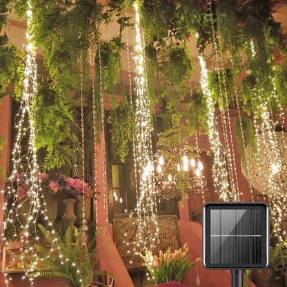 SolarGlide Waterfall Lights - 200 LED Outdoor String Lights