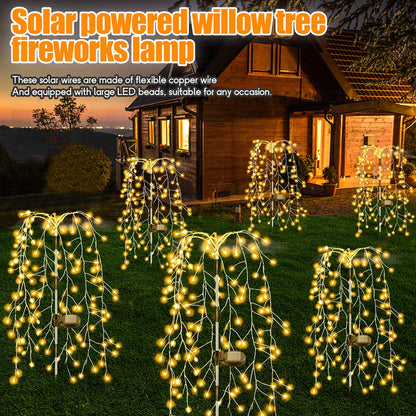 GlowWillow Solar Lights - 200 LED Fireworks Willow String Lights