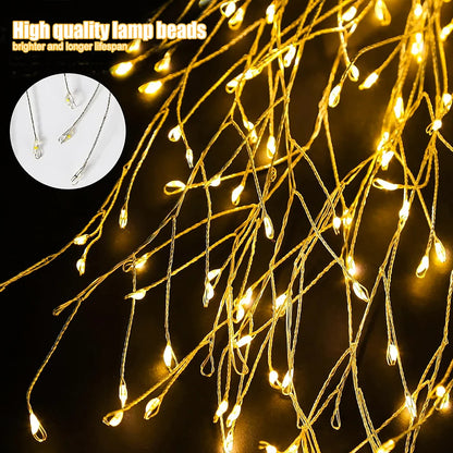 GlowWillow Solar Lights - 200 LED Fireworks Willow String Lights