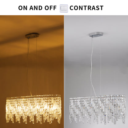 Oval Crystal Pendant Light, Modern Ceiling Fixture