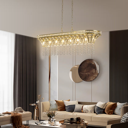 Lustreva - Modern Champagne Gold Oval Crystal Chandelier