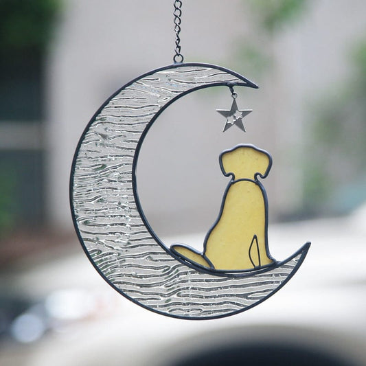 Moon XINGX Dog Creative Color Water-wave Glass Window Pendant