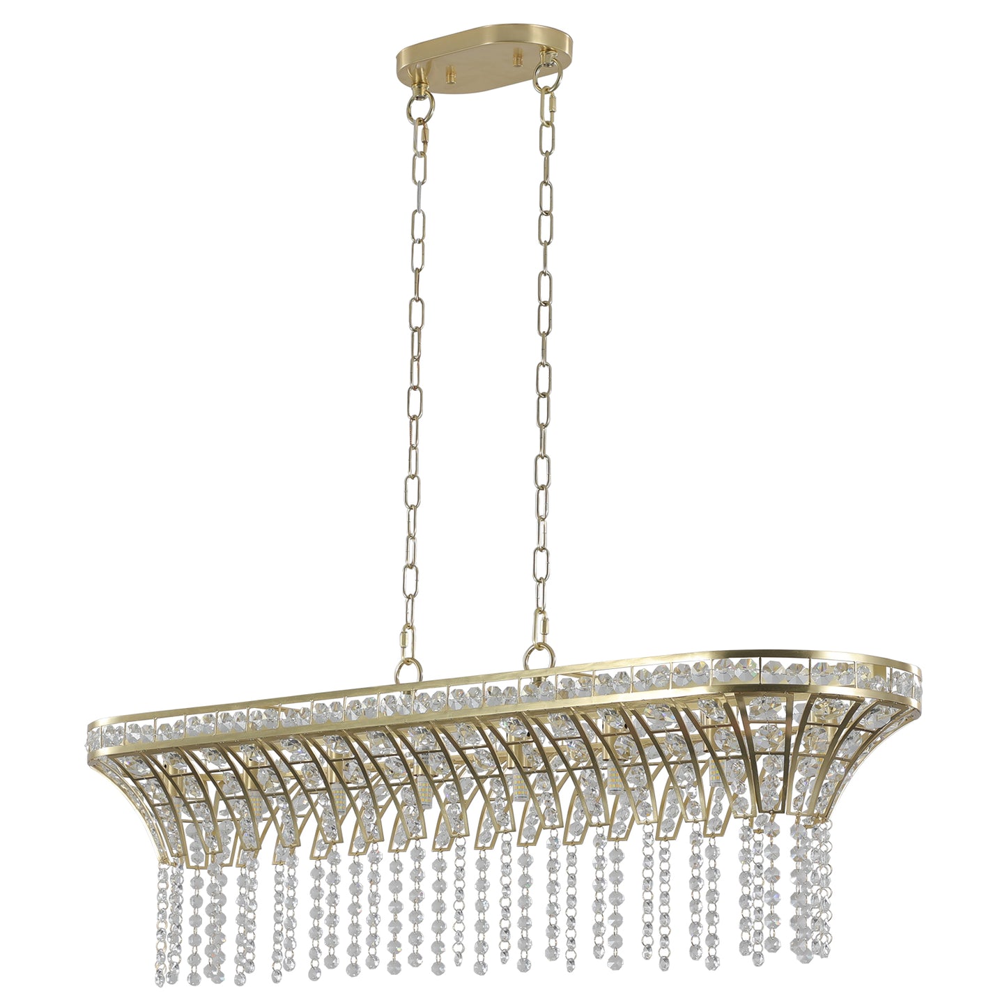 Lustreva - Modern Champagne Gold Oval Crystal Chandelier