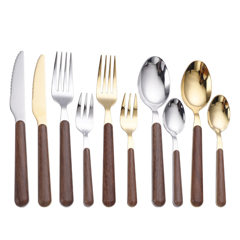 Eleganza - Stainless Steel Wood-Handle Flatware Set