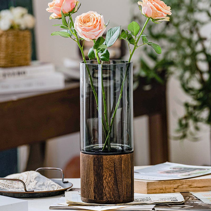 Wooden Glass Vase Household Decoration