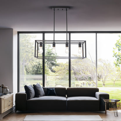 Luminova - 4-Light Black Industrial Pendant Chandelier