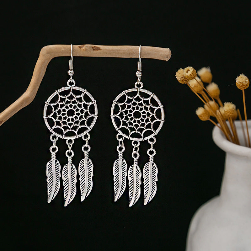 Aurora - Boho Dream Catcher Feather Earrings