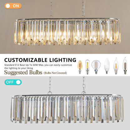 LustreLux - Modern Oval Crystal Chandelier for Luxury Home Decor