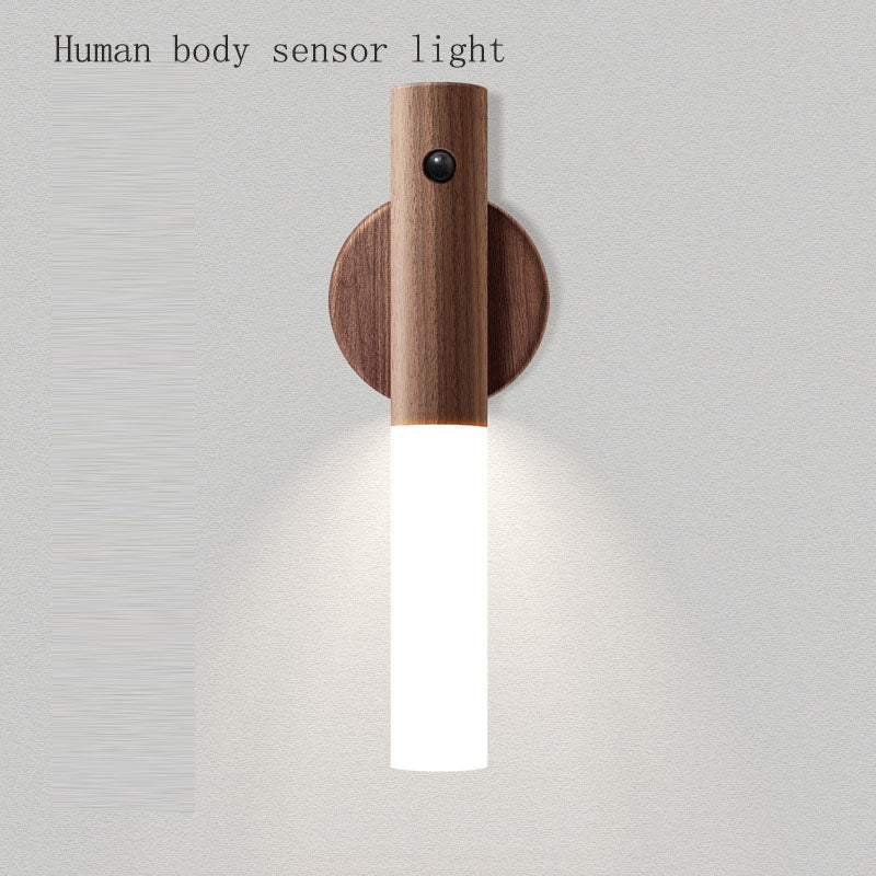 Glintora - Motion Sensor Wooden Night Light, USB Rechargeable