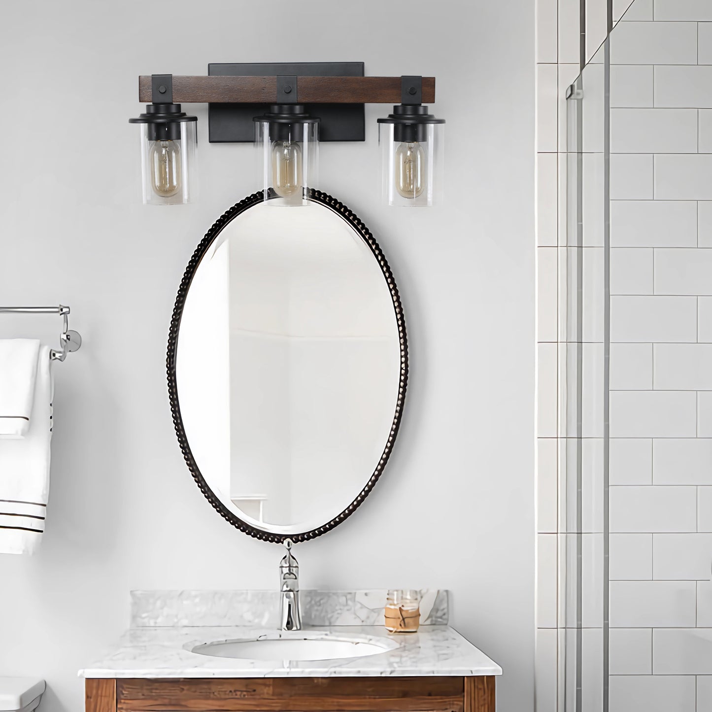 Rustora - 3-Light Farmhouse Vanity Bathroom Fixture