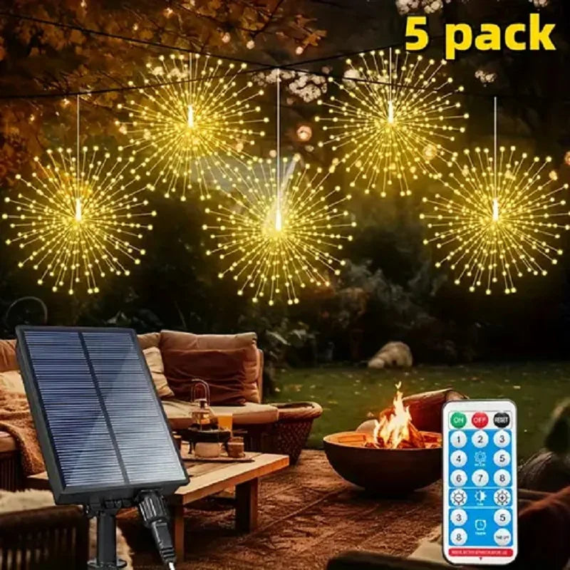 Glintora Solar Firework Lights - 5pcs 300 LEDs Waterproof Outdoor Decoration