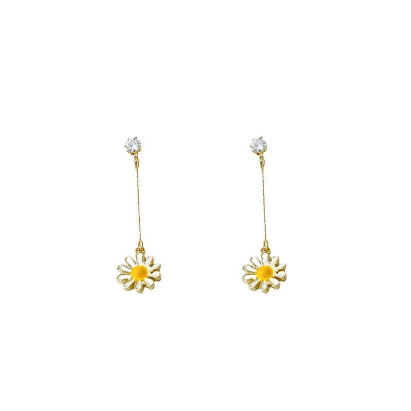 BlossomDrape Earrings – Long Daisy Drop Earrings for Women