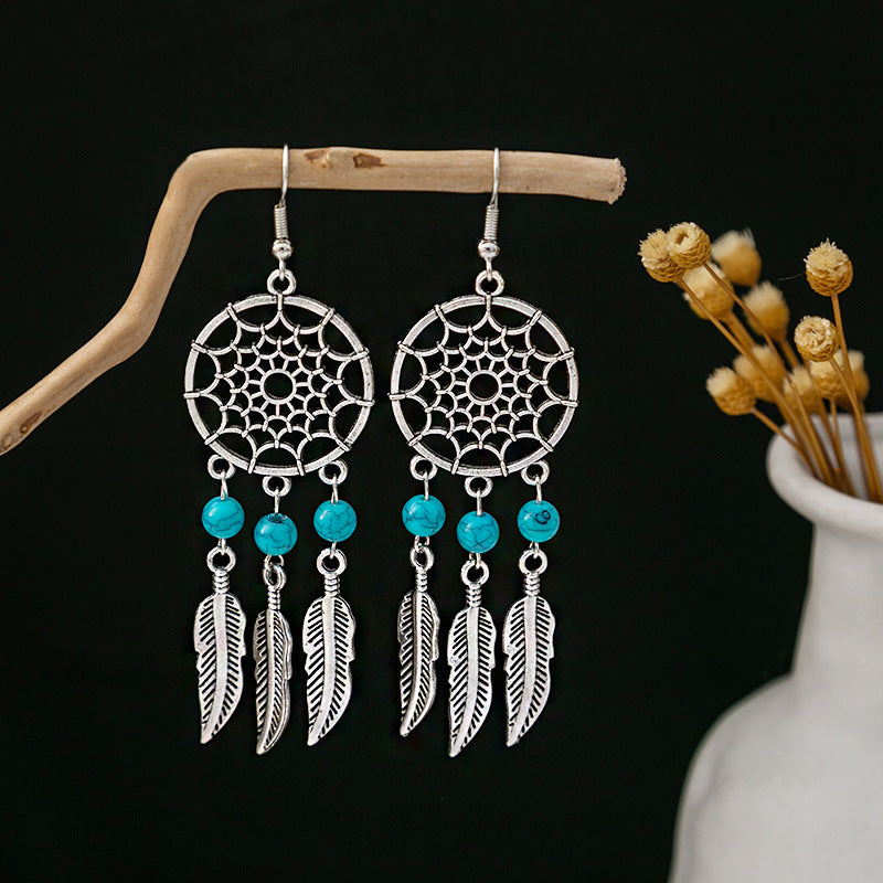 Aurora - Boho Dream Catcher Feather Earrings