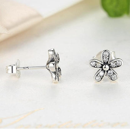 Dazzling Daisy Stud Earrings – 925 Sterling Silver CZ Jewelry