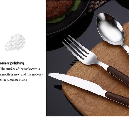 Eleganza - Stainless Steel Wood-Handle Flatware Set