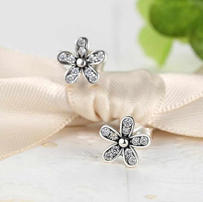 Dazzling Daisy Stud Earrings – 925 Sterling Silver CZ Jewelry