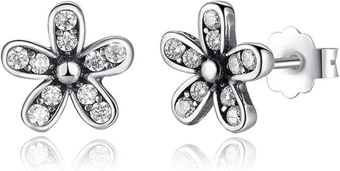 Dazzling Daisy Stud Earrings – 925 Sterling Silver CZ Jewelry