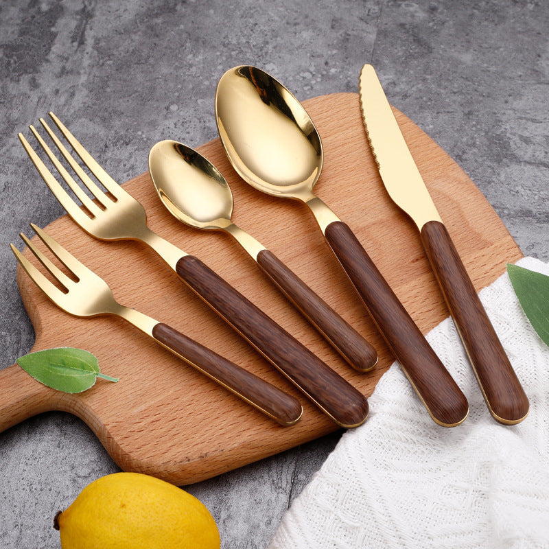 Eleganza - Stainless Steel Wood-Handle Flatware Set