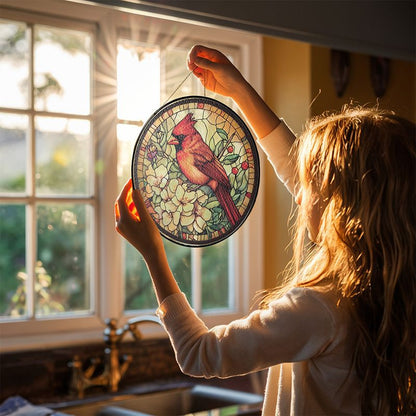 Cardinal Stained Glass Suncatcher