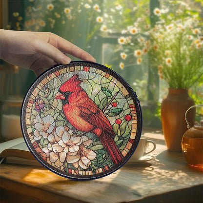 Cardinal Stained Glass Suncatcher