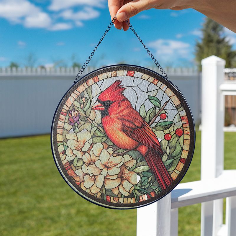 Cardinal Stained Glass Suncatcher